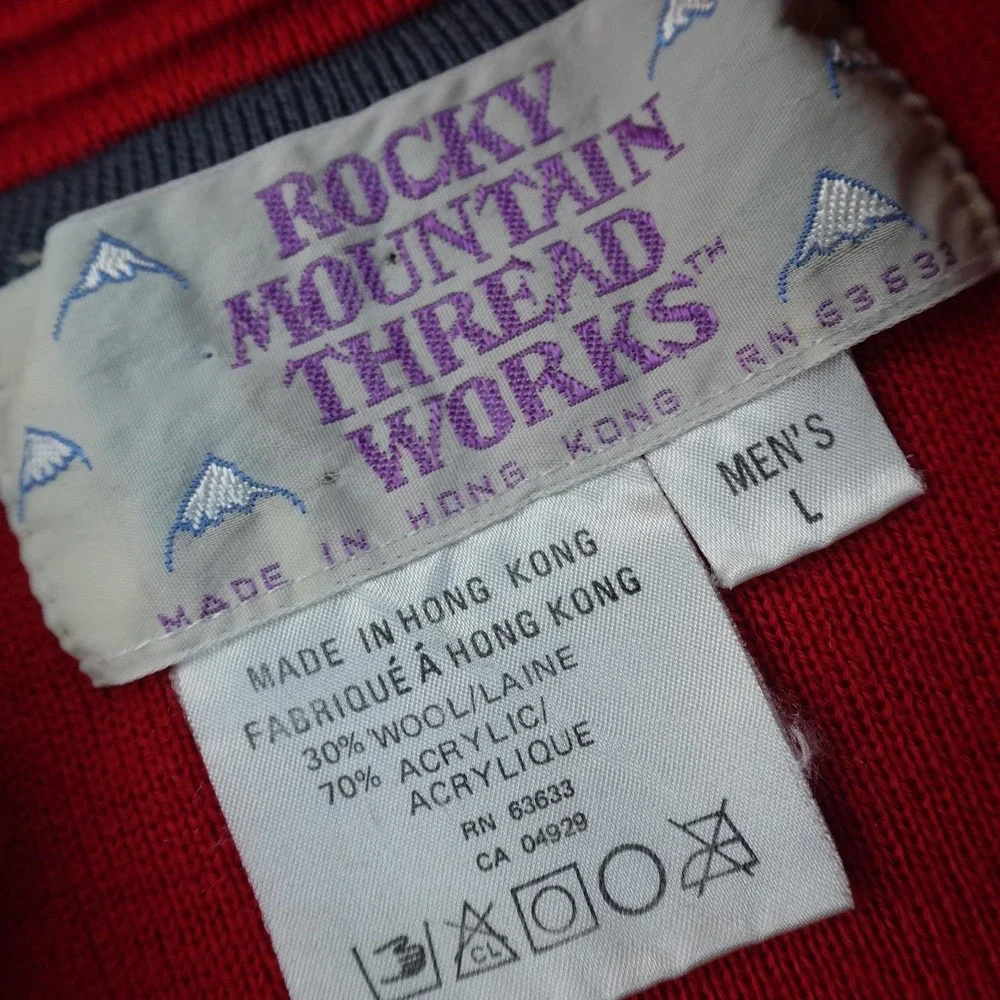 VTG Wool Blend Sweater Mens L Red 1/4 Zip Mock Neck Pullover Outdoor Hiking Warm